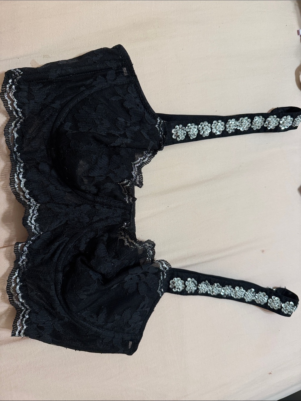 Victorias Secret Lace Bra with Embellished Straps